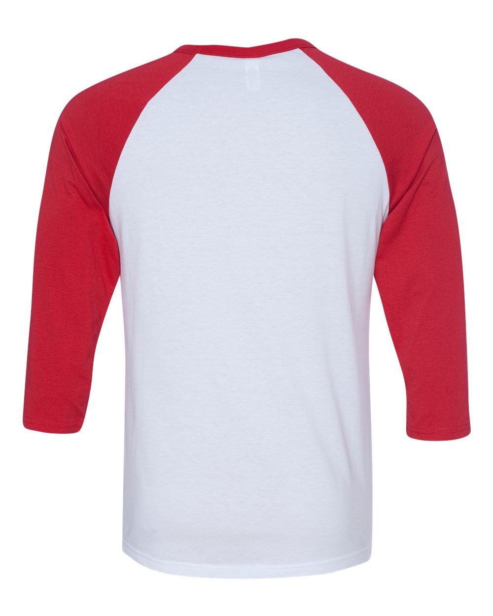 Unisex Three-Quarter Sleeve Baseball Tee - Back - B80106712 - White/ Red
