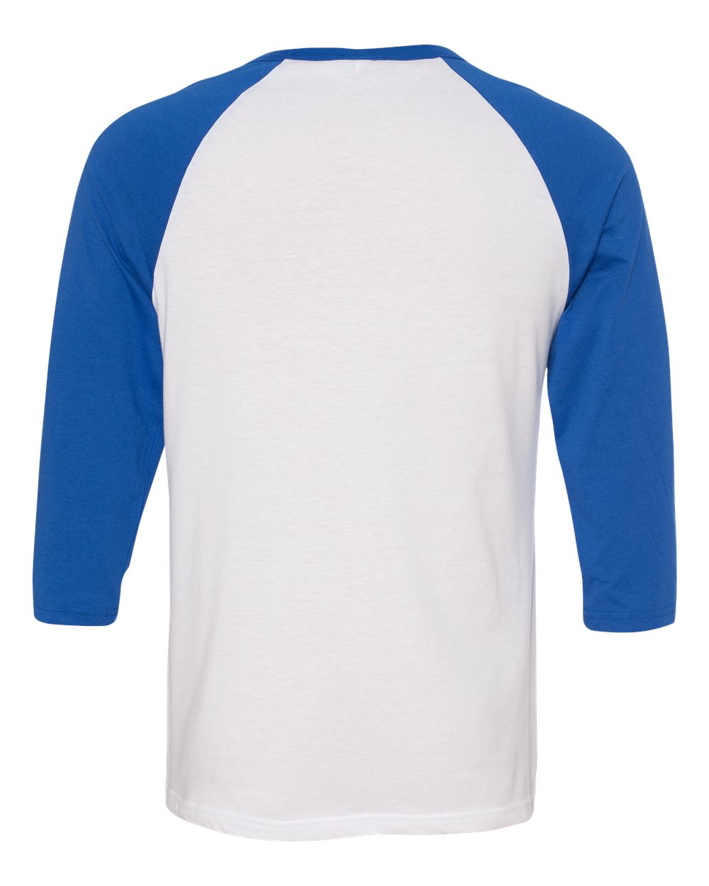Unisex Three-Quarter Sleeve Baseball Tee - Back - B80106752 - White/ True Royal