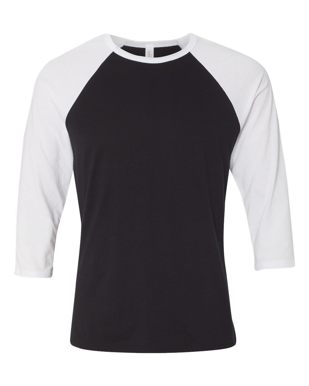 Unisex Three-Quarter Sleeve Baseball Tee - Front - B80106022 - Black/ White