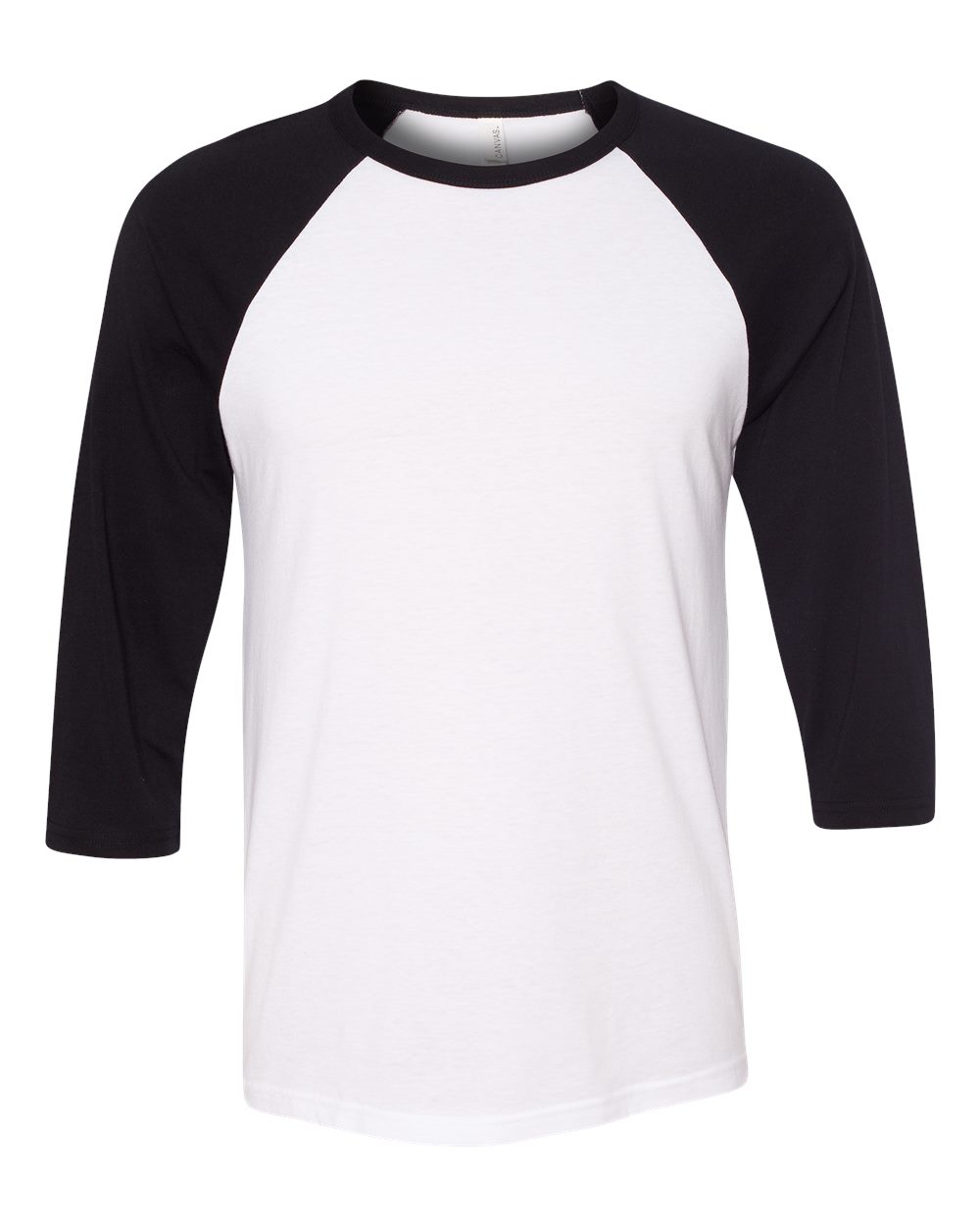 Unisex Three-Quarter Sleeve Baseball Tee - Front - B80106512 - White/ Black
