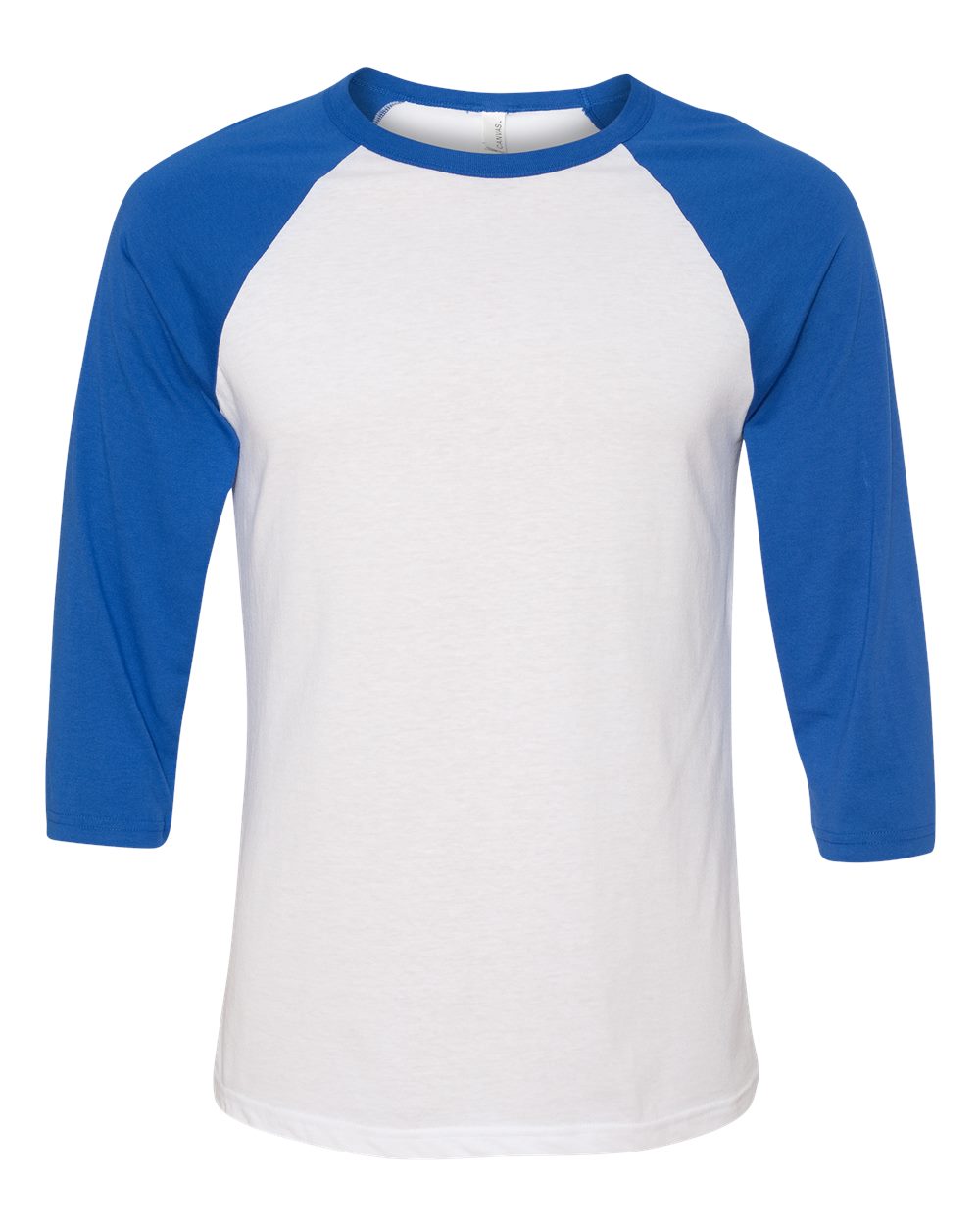 Unisex Three-Quarter Sleeve Baseball Tee - Front - B80106752 - White/ True Royal