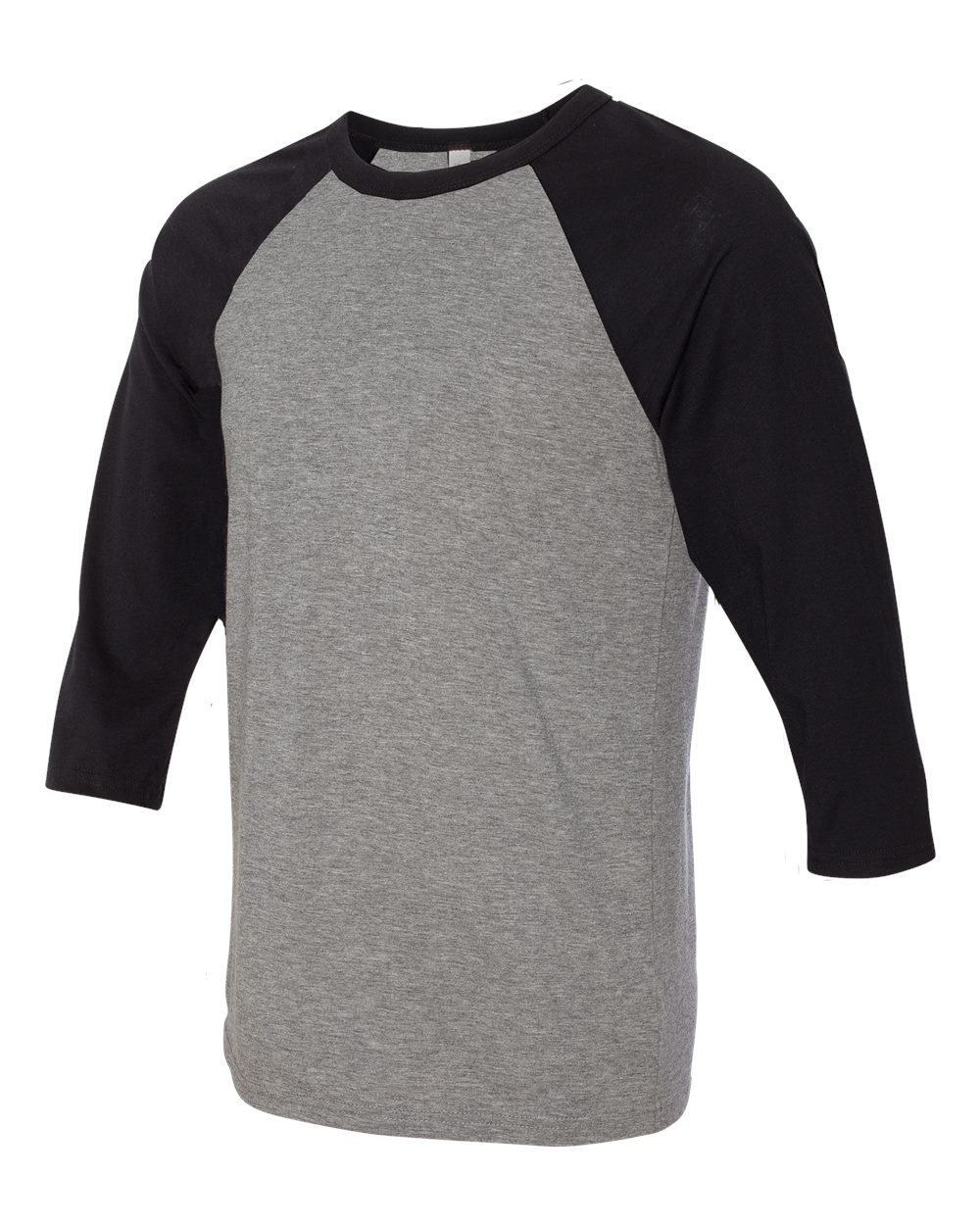 Unisex Three-Quarter Sleeve Baseball Tee - Side - B80106072 - Deep Heather/ Black