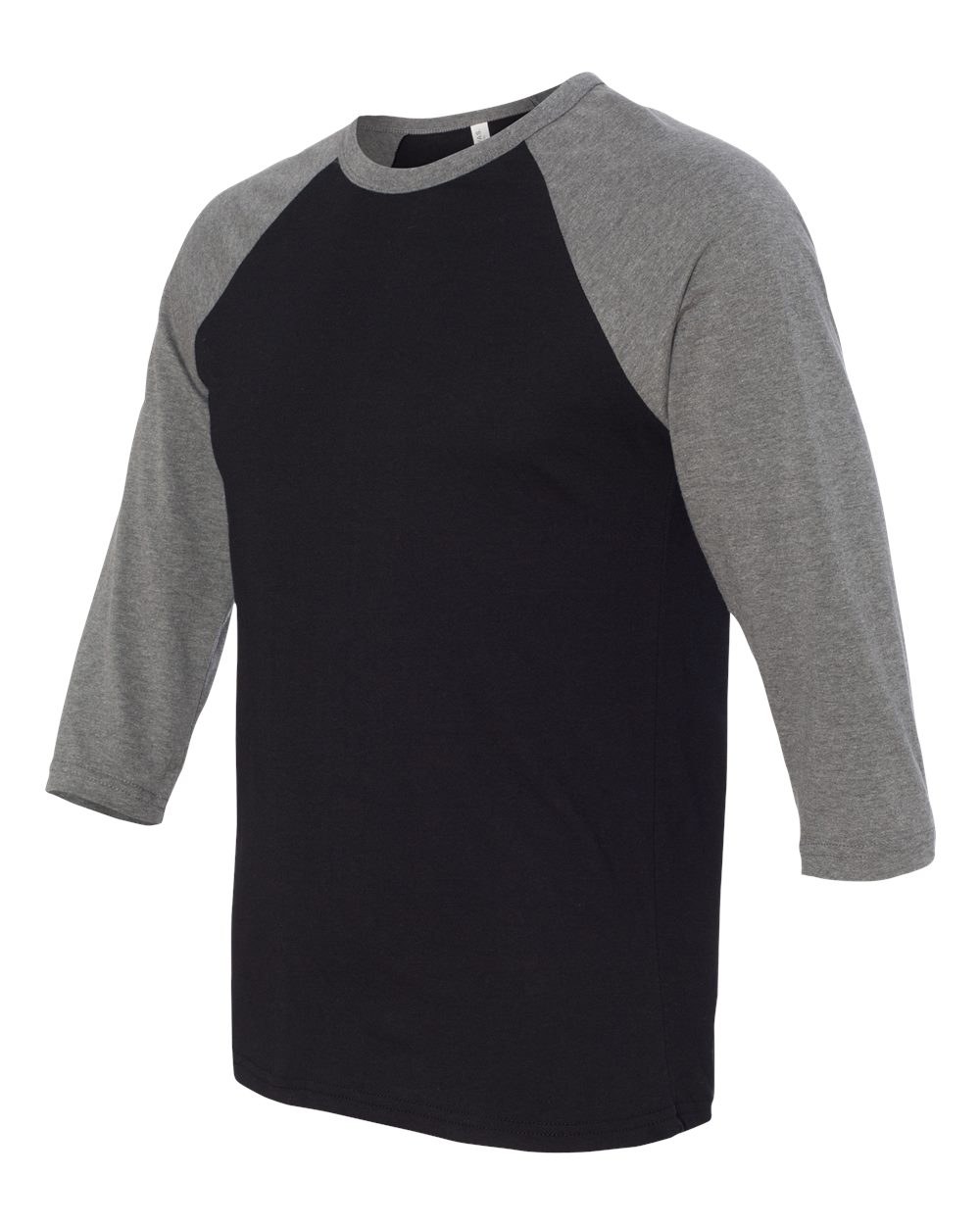Unisex Three-Quarter Sleeve Baseball Tee - Side - B80106082 - Black/ Deep Heather