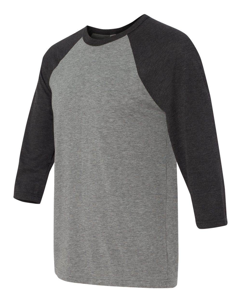 Unisex Three-Quarter Sleeve Baseball Tee - Side - B80106092 - Grey/ Charcoal Black Triblend