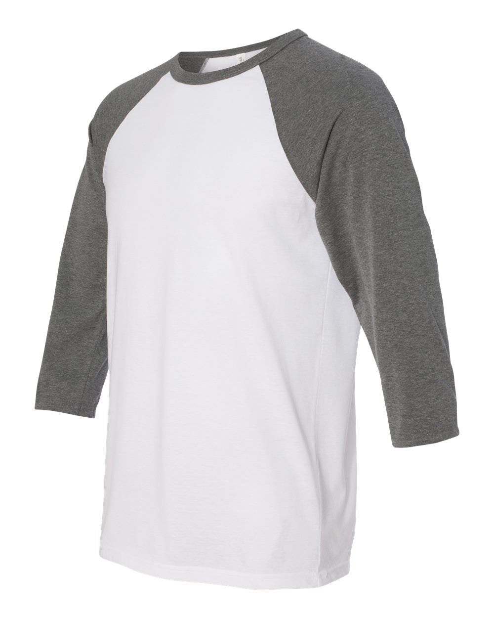Unisex Three-Quarter Sleeve Baseball Tee - Side - B80106102 - White/ Deep Heather