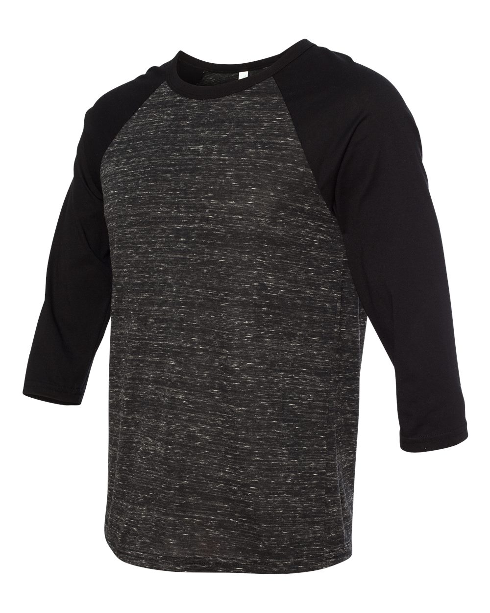 Unisex Three-Quarter Sleeve Baseball Tee - Side - B80106502 - Black Marble/ Black