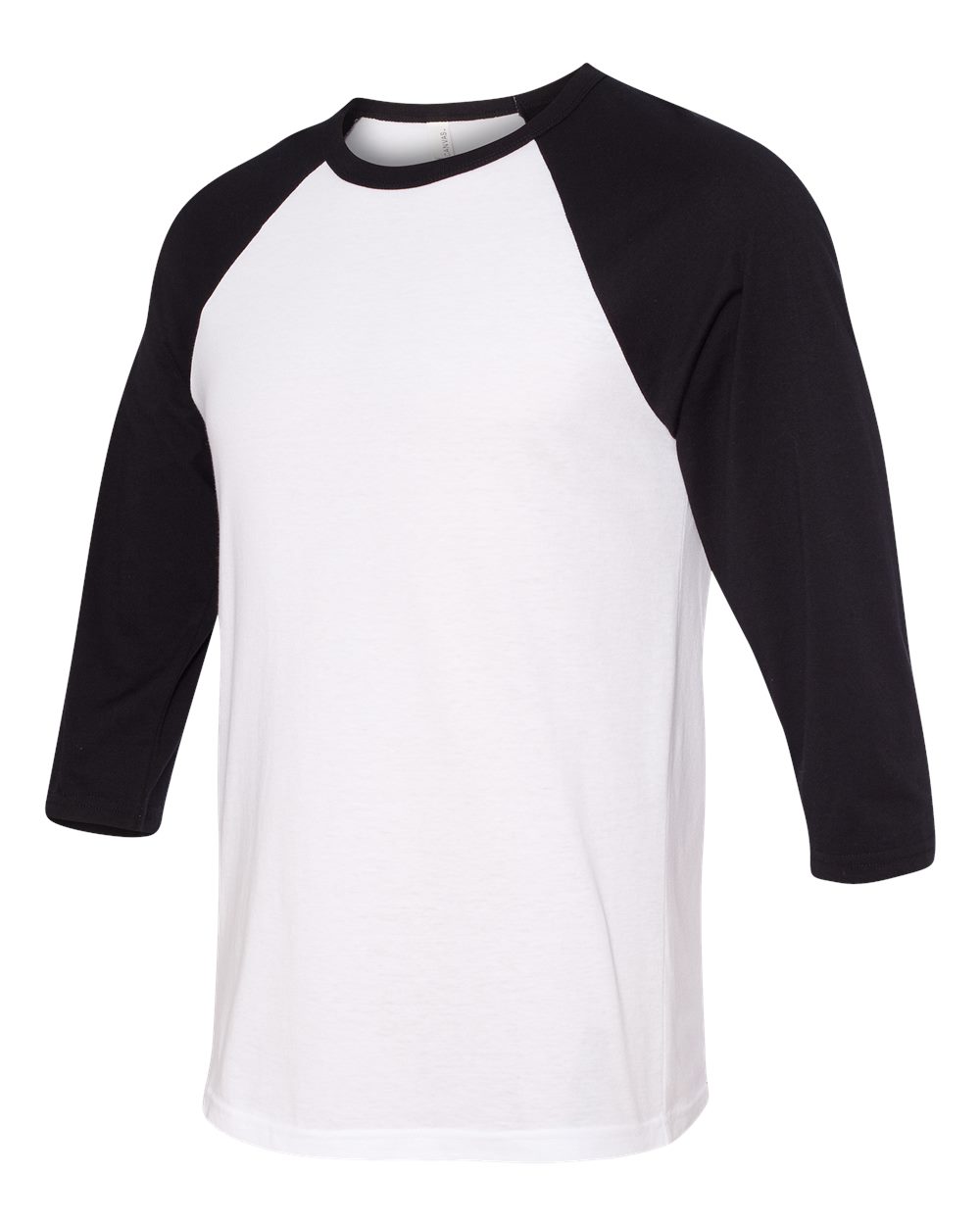 Unisex Three-Quarter Sleeve Baseball Tee - Side - B80106512 - White/ Black
