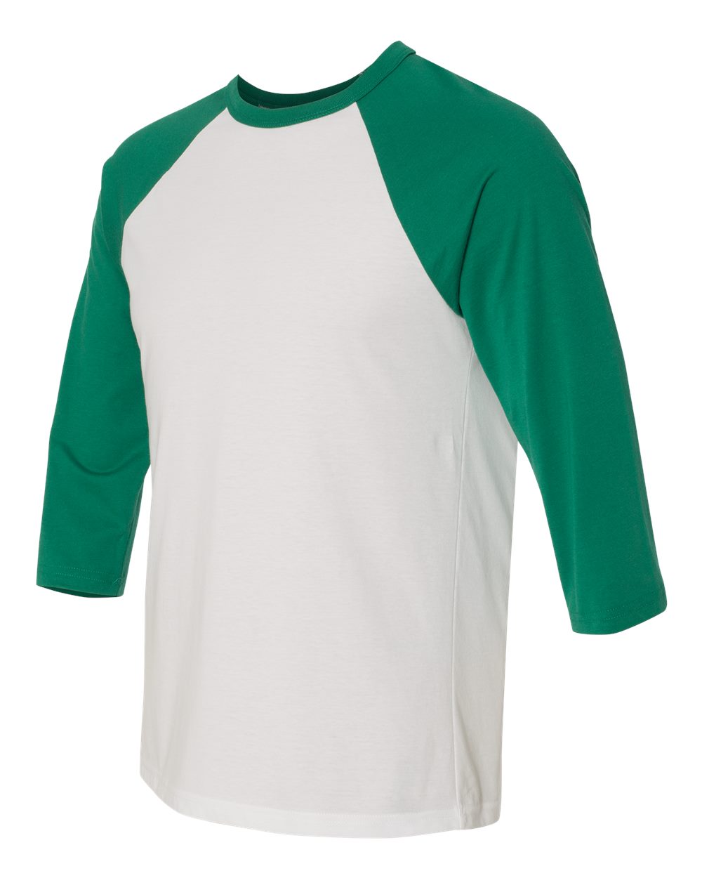 Unisex Three-Quarter Sleeve Baseball Tee - Side - B80106602 - White/ Kelly