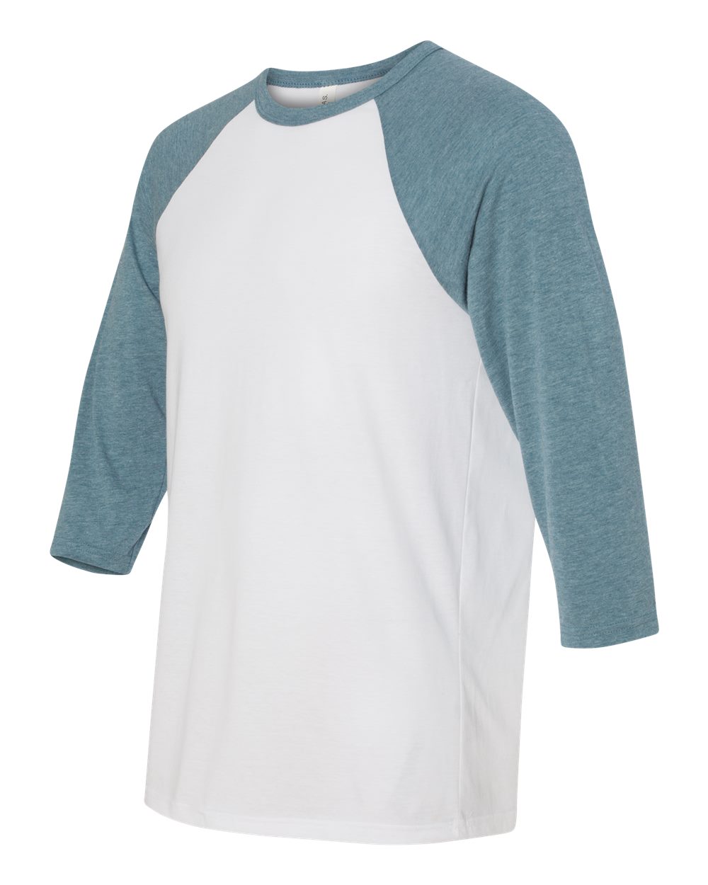 Unisex Three-Quarter Sleeve Baseball Tee - Side - B80106682 - White/ Denim