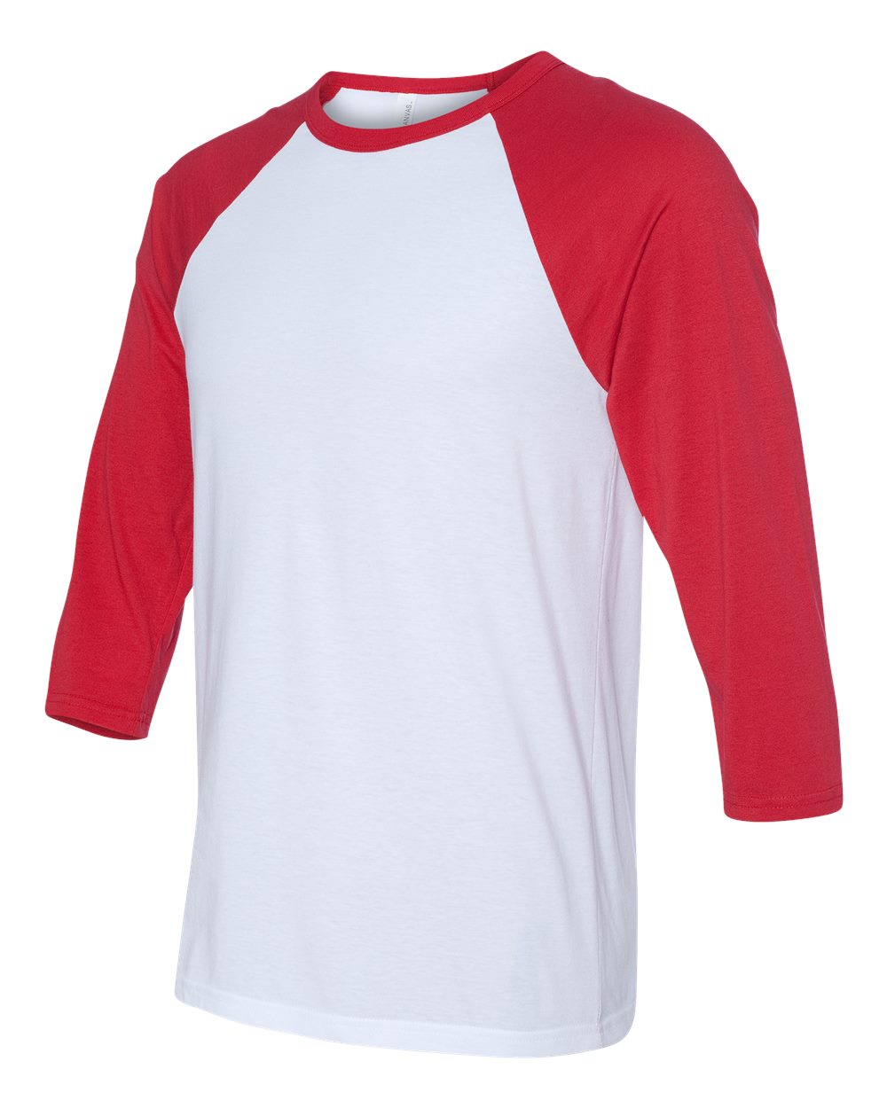 Unisex Three-Quarter Sleeve Baseball Tee - Side - B80106712 - White/ Red
