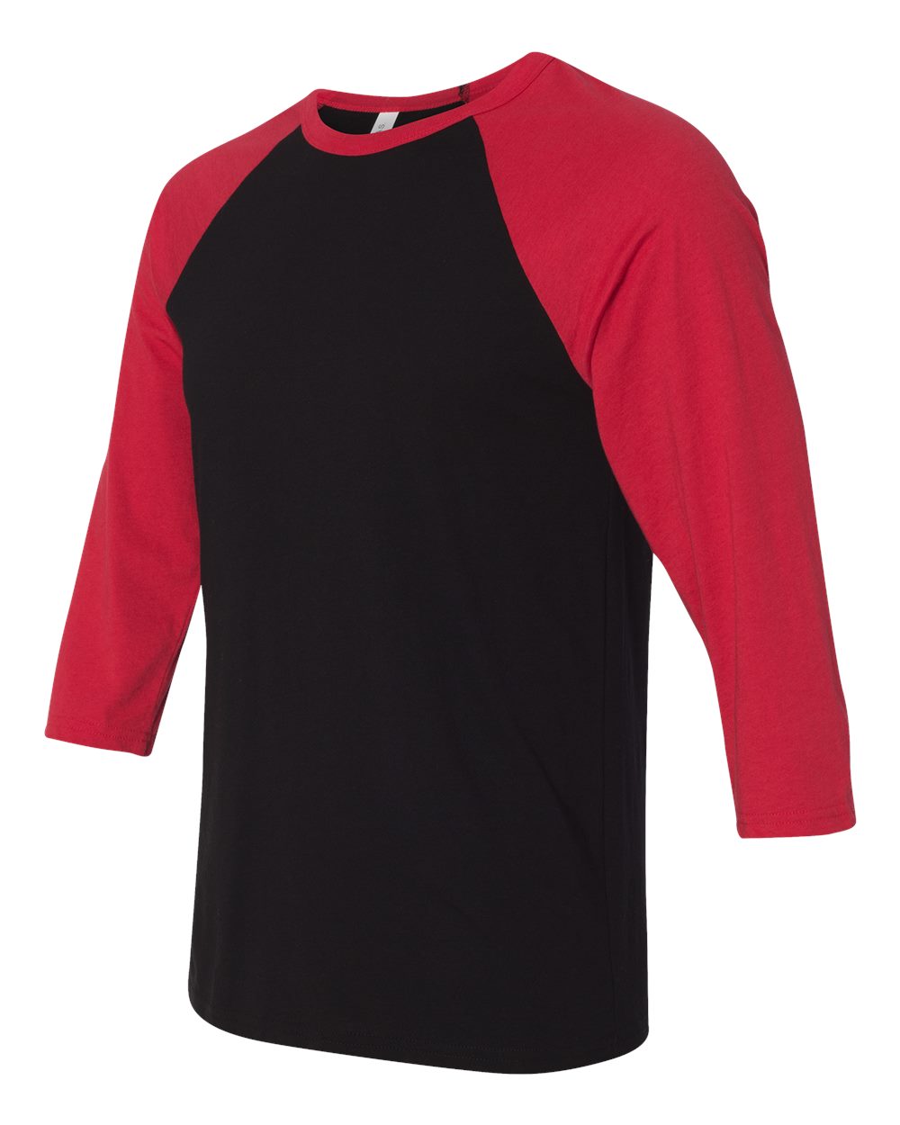 Unisex Three-Quarter Sleeve Baseball Tee - Side - B80106822 - Black/ Red