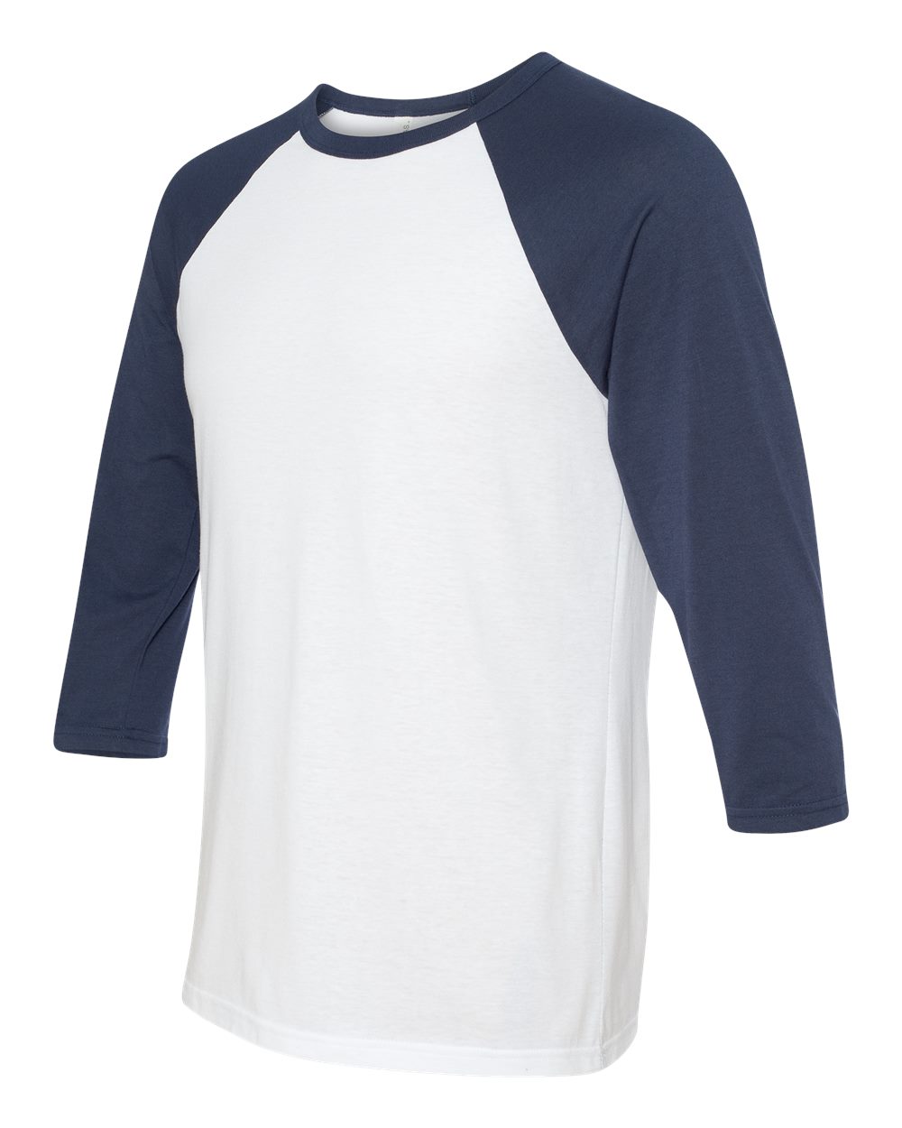 Unisex Three-Quarter Sleeve Baseball Tee - Side - B80106862 - White/ Navy