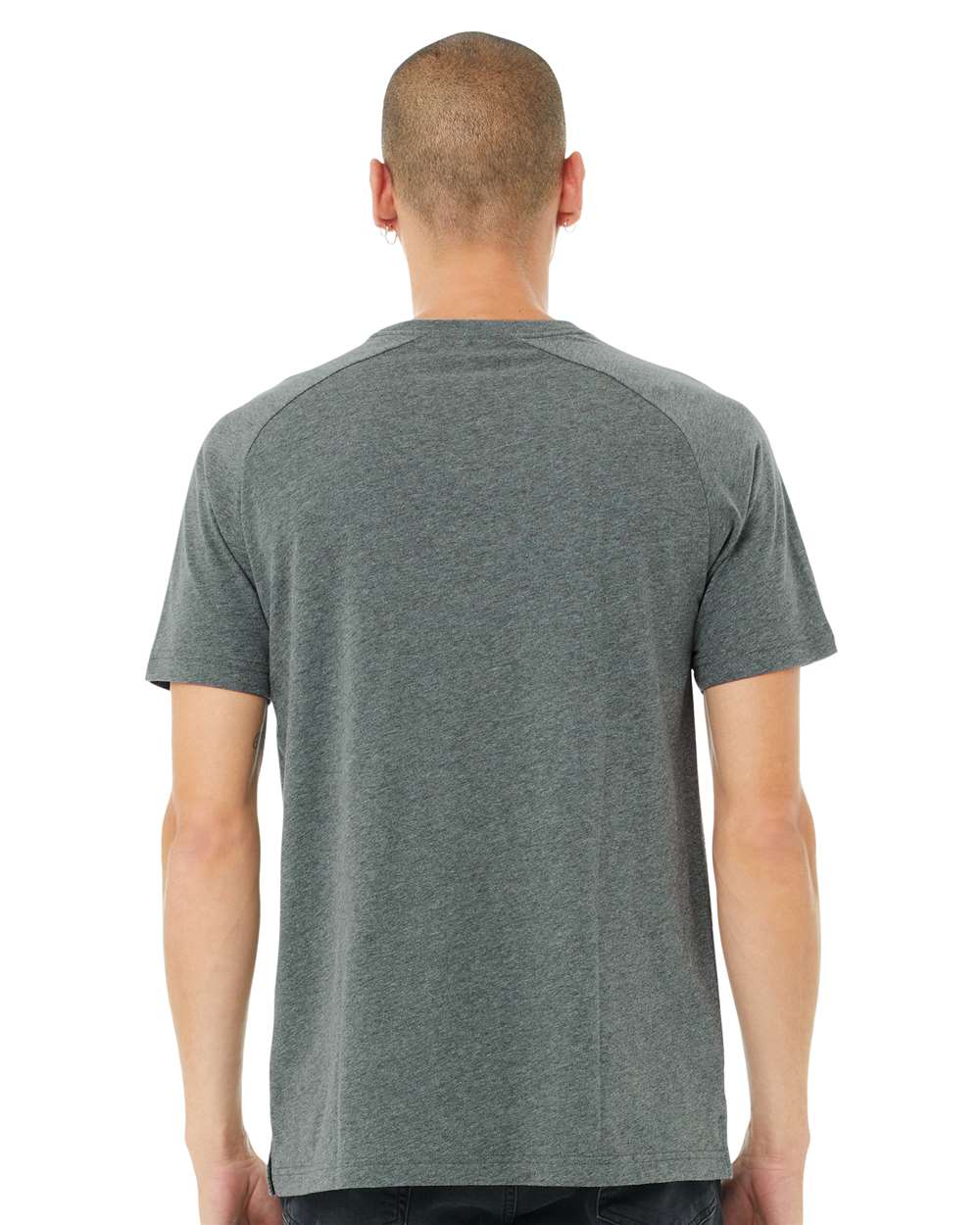 Men's Heather CVC Raglan Tee - OnModelBack - B37106533 - Deep Heather