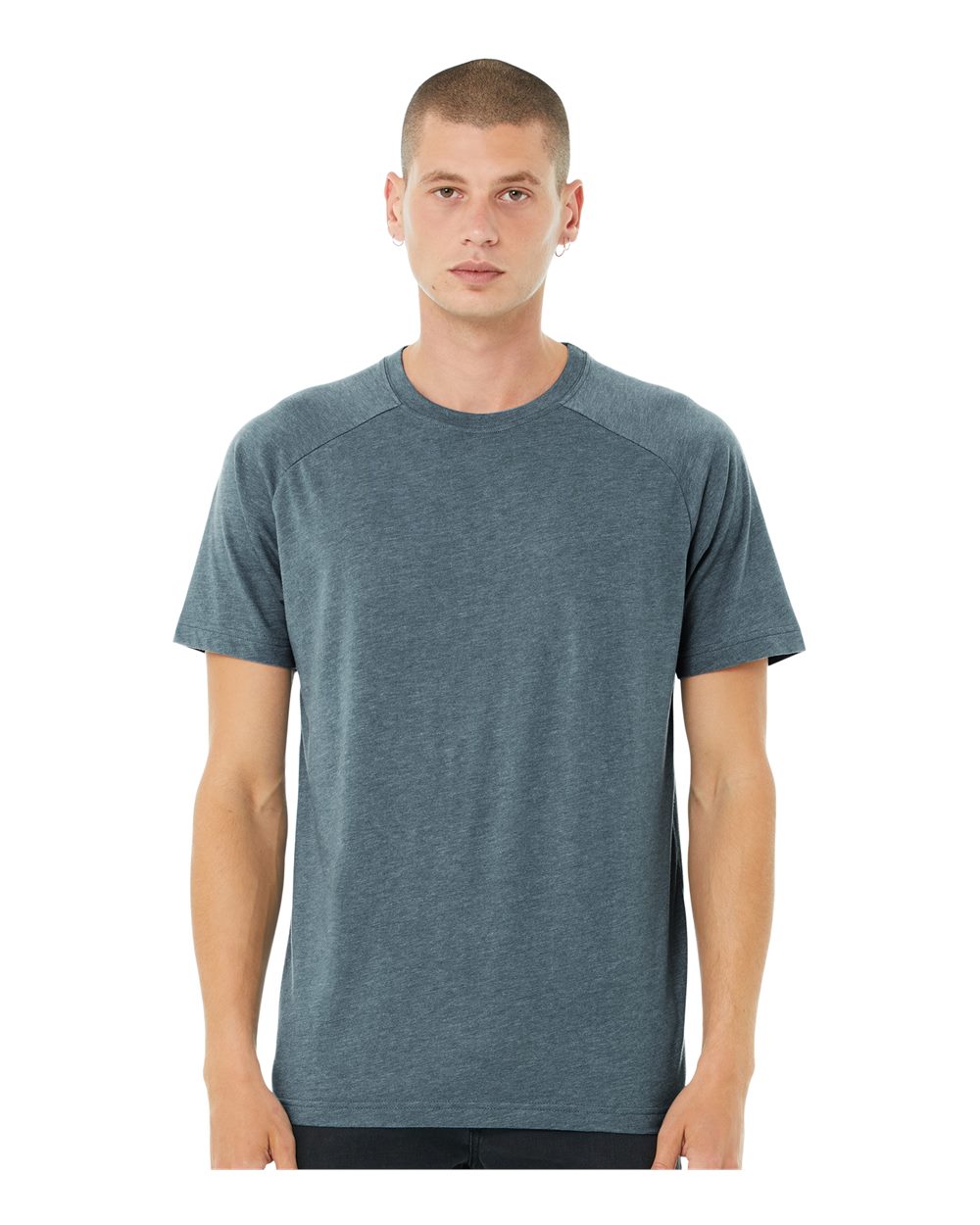 Men's Heather CVC Raglan Tee - OnModelFront - B37106013 - Heather Slate