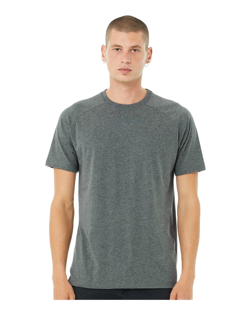Men's Heather CVC Raglan Tee - OnModelFront - B37106533 - Deep Heather