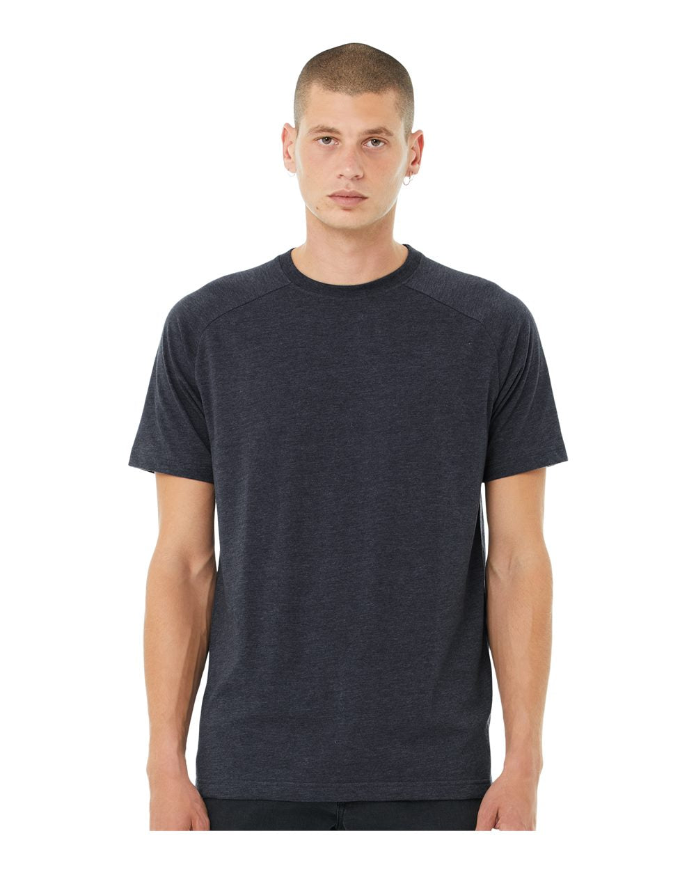 Men's Heather CVC Raglan Tee - OnModelFront - B37106653 - Heather Navy