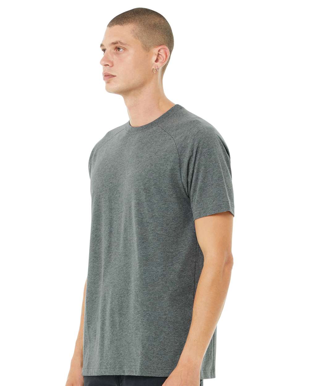 Men's Heather CVC Raglan Tee - OnModelSide - B37106533 - Deep Heather