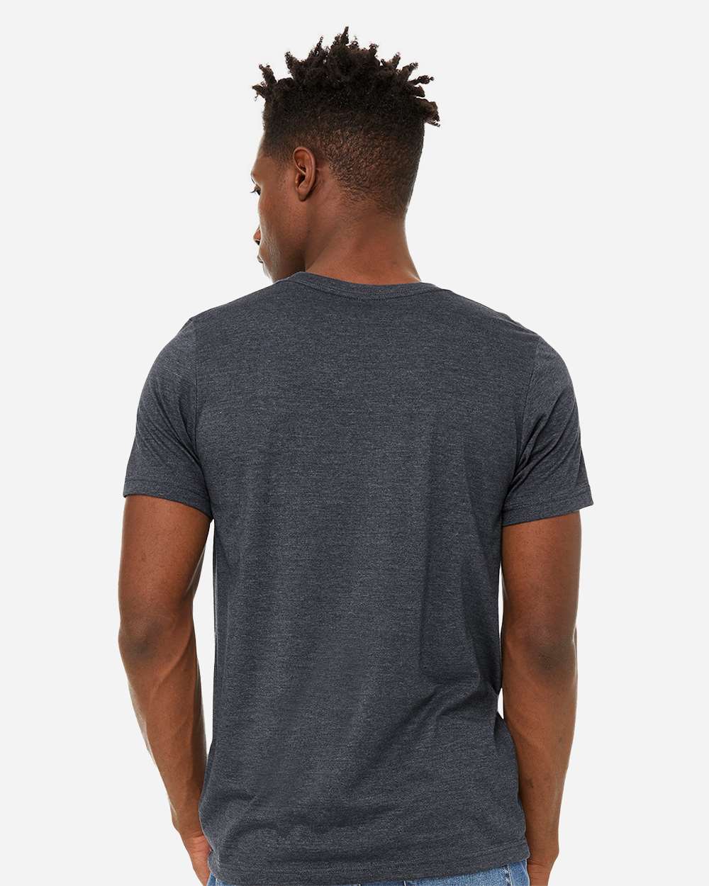 Unisex Sueded Tee - OnModelBack - B29706822 - Heather Midnight Navy