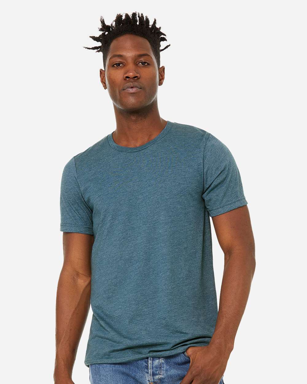 Unisex Sueded Tee - OnModelFront - B29706772 - Heather Deep Teal