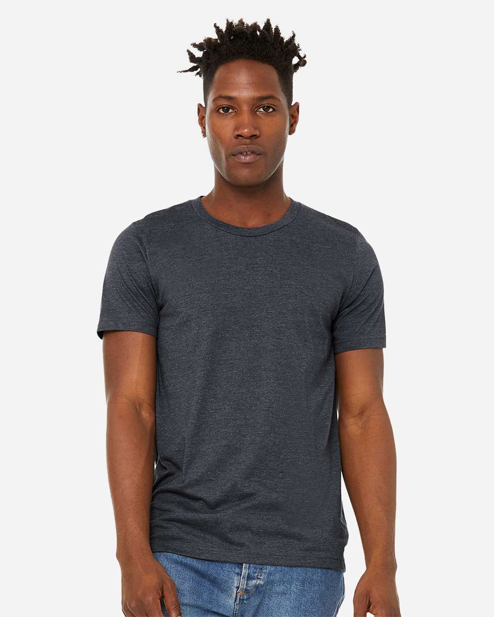 Unisex Sueded Tee - OnModelFront - B29706822 - Heather Midnight Navy