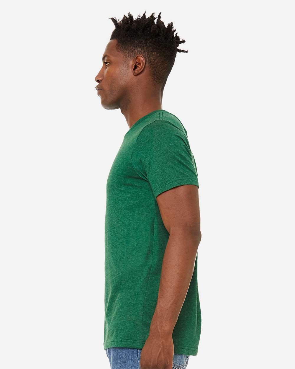 Unisex Sueded Tee - OnModelSide - B29706192 - Heather Grass Green