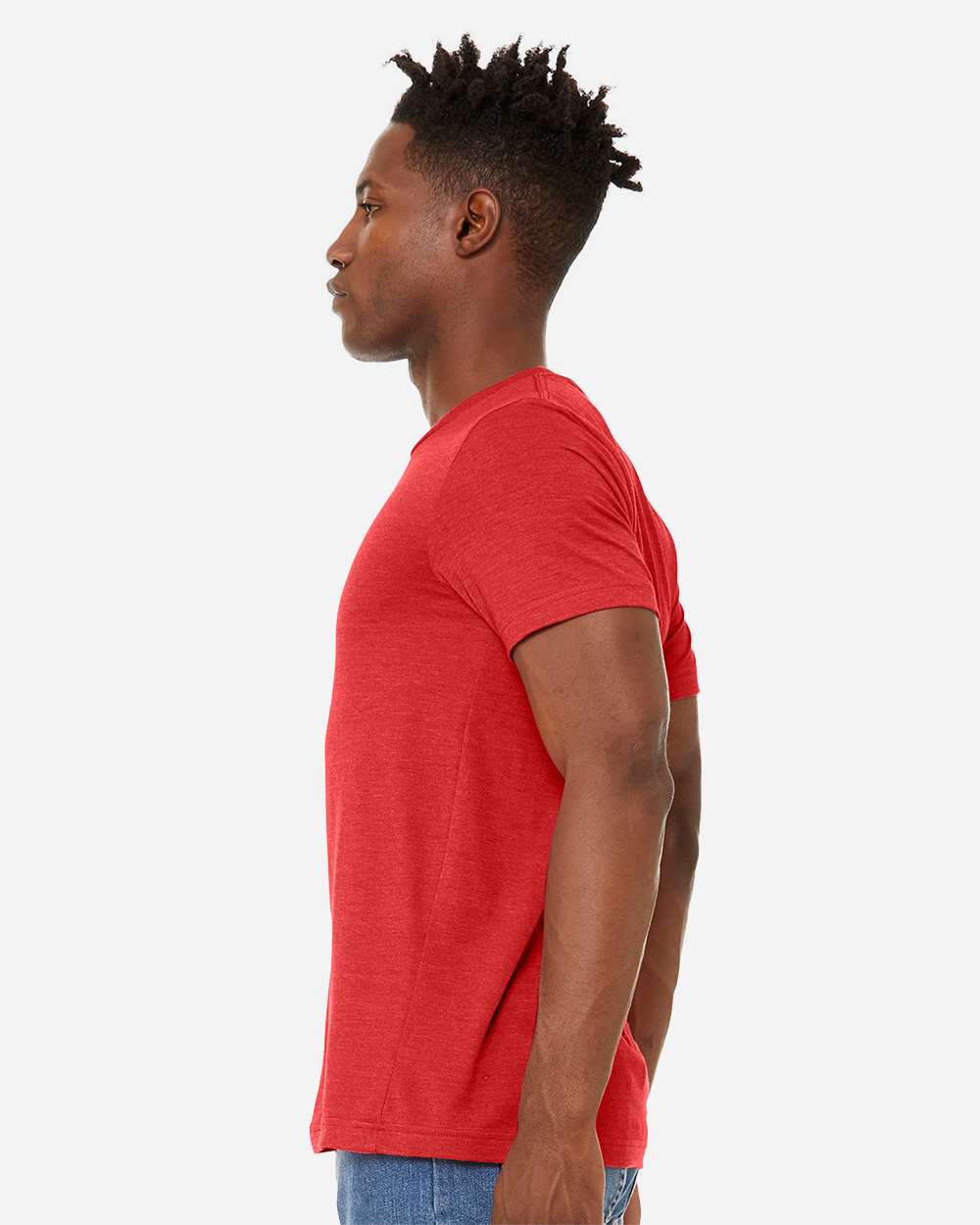 Unisex Sueded Tee - OnModelSide - B29706712 - Heather Red