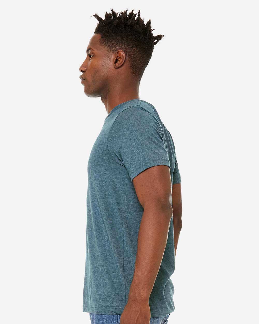 Unisex Sueded Tee - OnModelSide - B29706772 - Heather Deep Teal