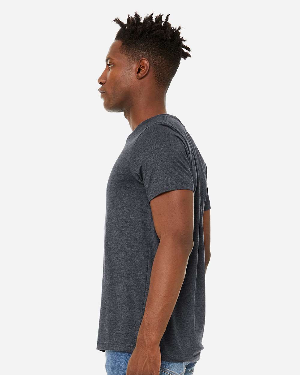 Unisex Sueded Tee - OnModelSide - B29706822 - Heather Midnight Navy