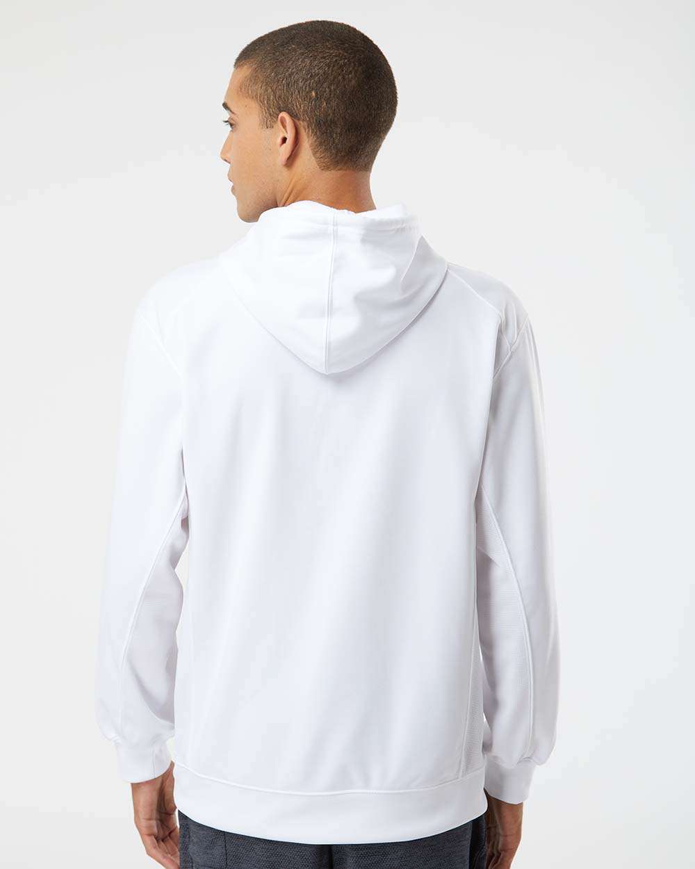Men's Performance Fleece Hooded Sweatshirt - OnModelBack - B84985002 - White