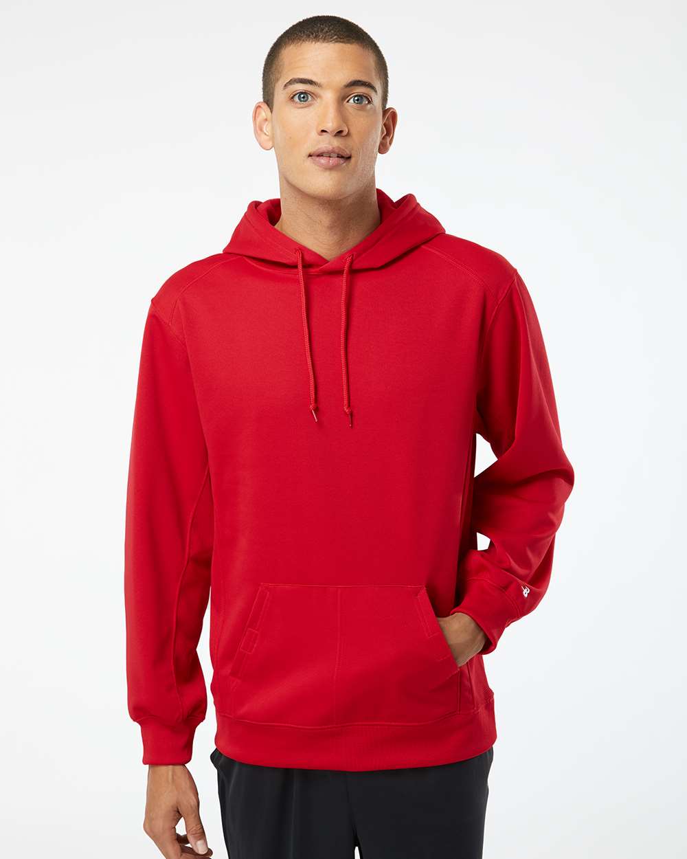 Men's Performance Fleece Hooded Sweatshirt - OnModelFront - B84985702 - Red
