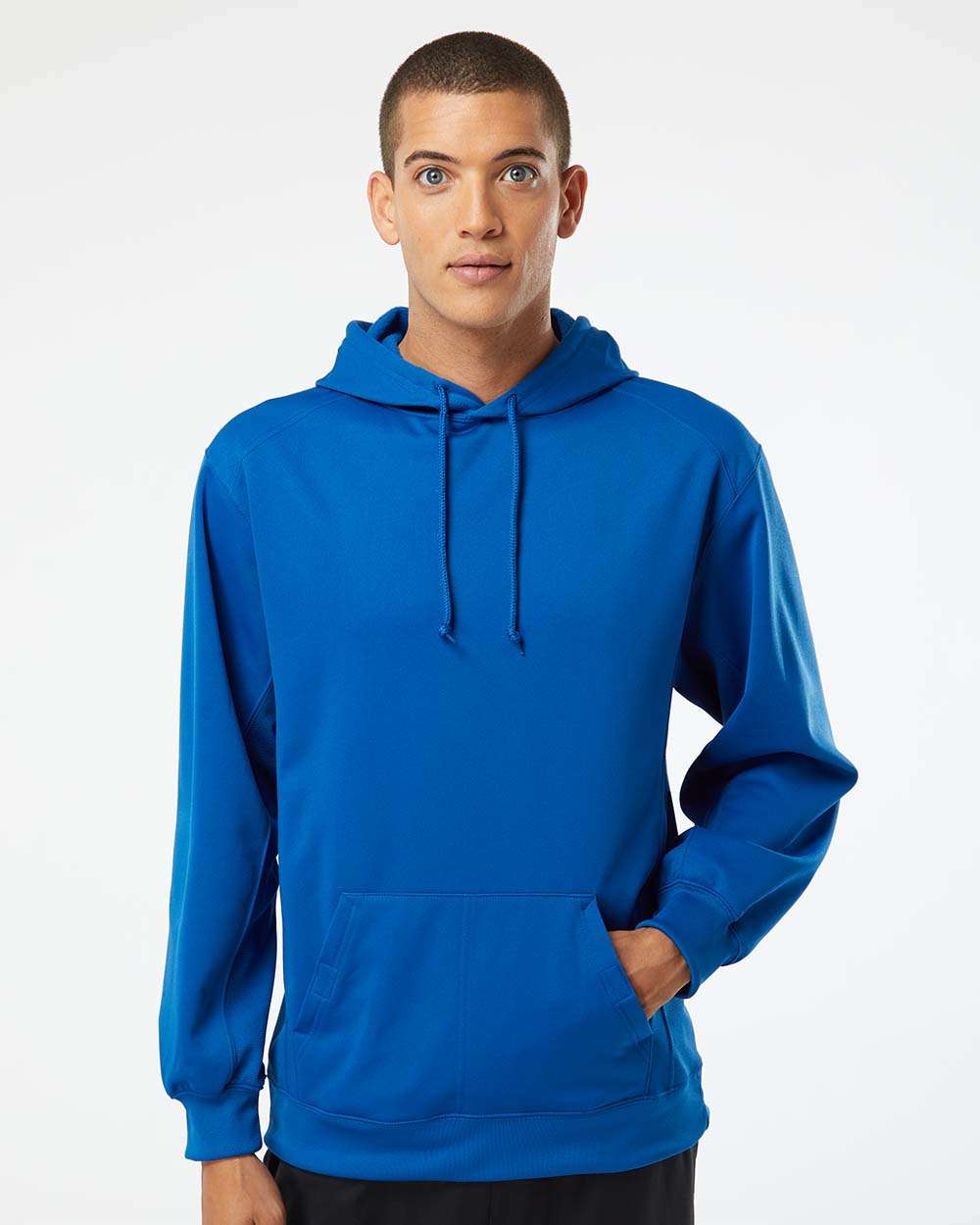 Men's Performance Fleece Hooded Sweatshirt - OnModelFront - B84985752 - Royal