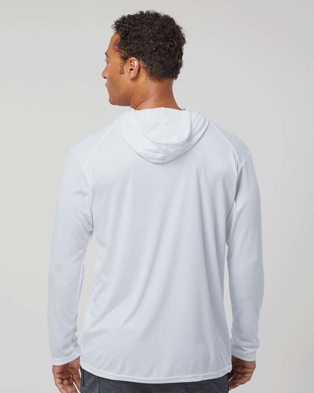 Unisex B-Core Hooded Long Sleeve T-Shirt - OnModelBack - B27885002 - White