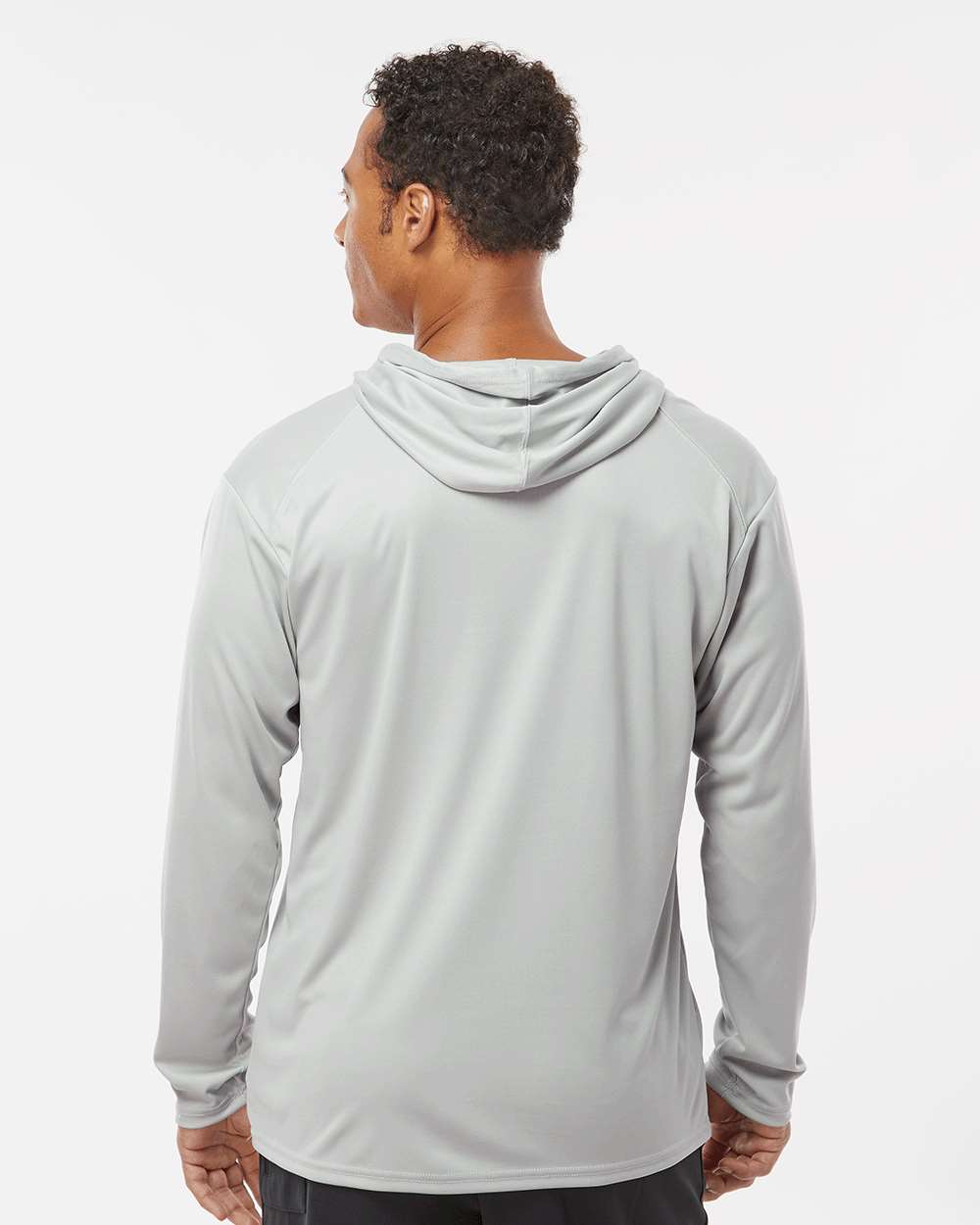 Unisex B-Core Hooded Long Sleeve T-Shirt - OnModelBack - B27885352 - Silver