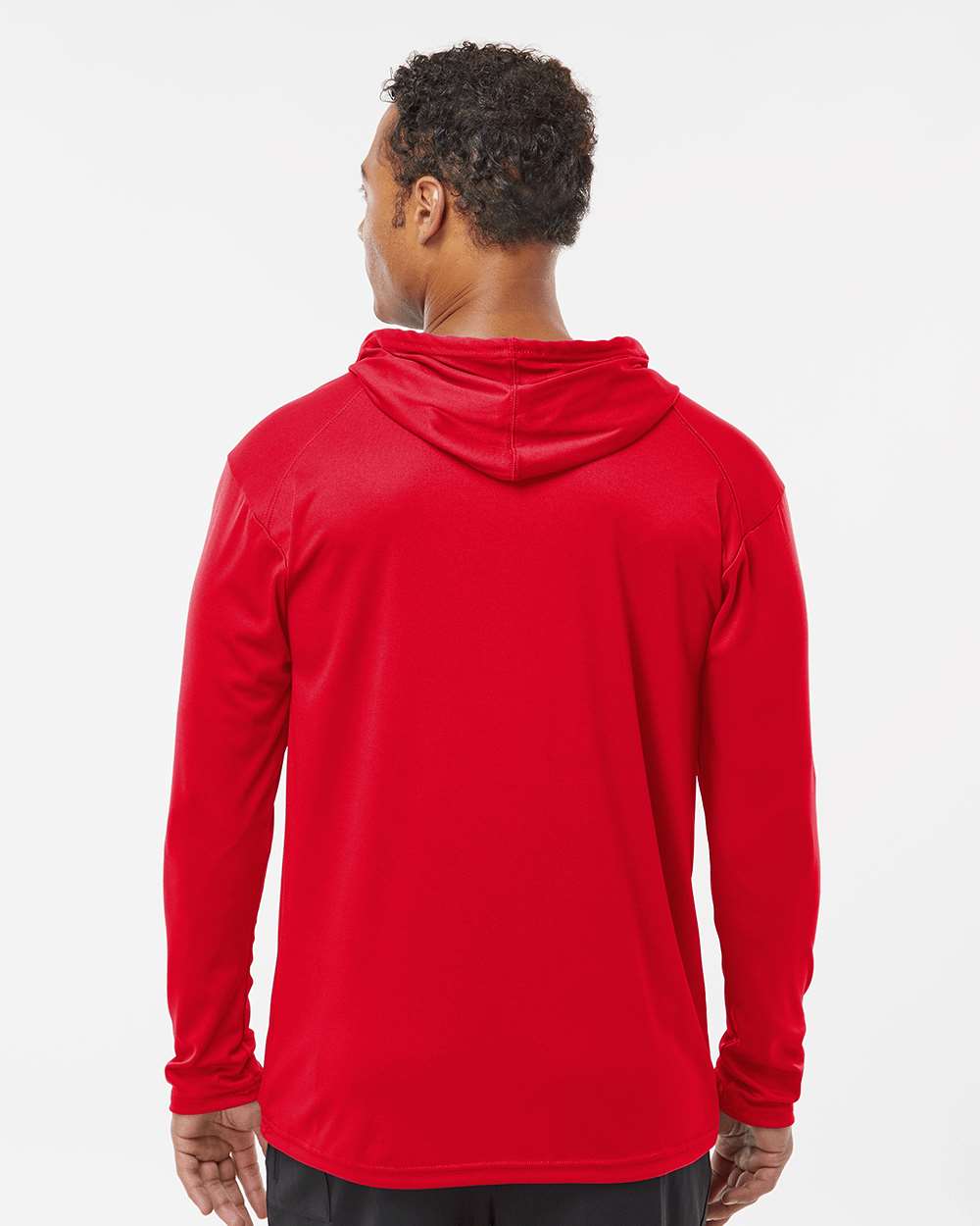 Unisex B-Core Hooded Long Sleeve T-Shirt - OnModelBack - B27885702 - Red