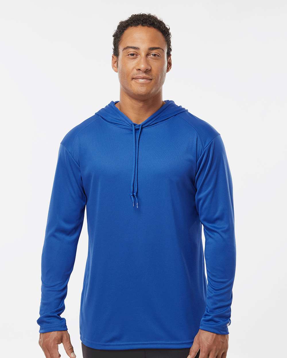 Unisex B-Core Hooded Long Sleeve T-Shirt - OnModelFront - B27885752 - Royal