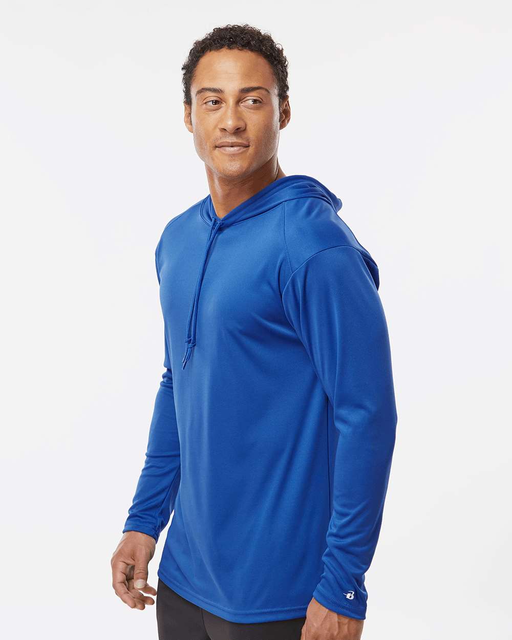 Unisex B-Core Hooded Long Sleeve T-Shirt - OnModelSide - B27885752 - Royal