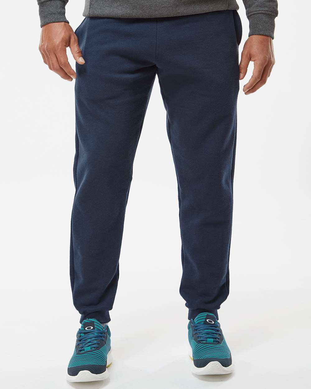 Men's Sport Athletic Fleece Joggers - OnModelFront - B86385652 - Navy