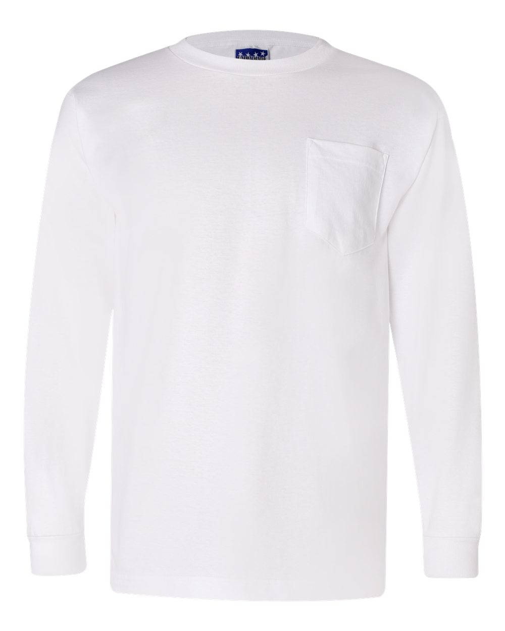 Unisex Union-Made Long Sleeve Pocket T-Shirt - Front - B04979003 - White