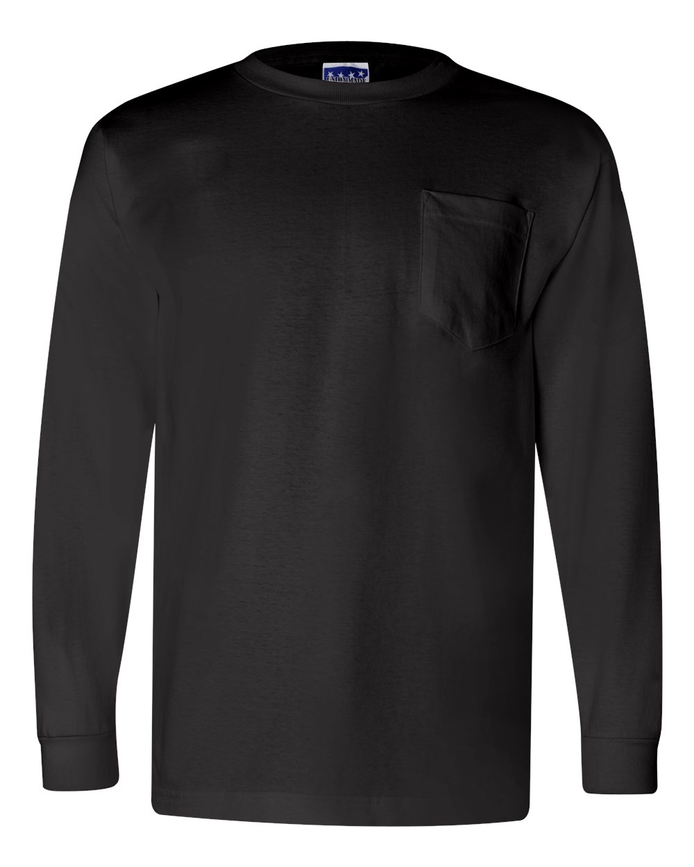 Unisex Union-Made Long Sleeve Pocket T-Shirt - Front - B04979503 - Black