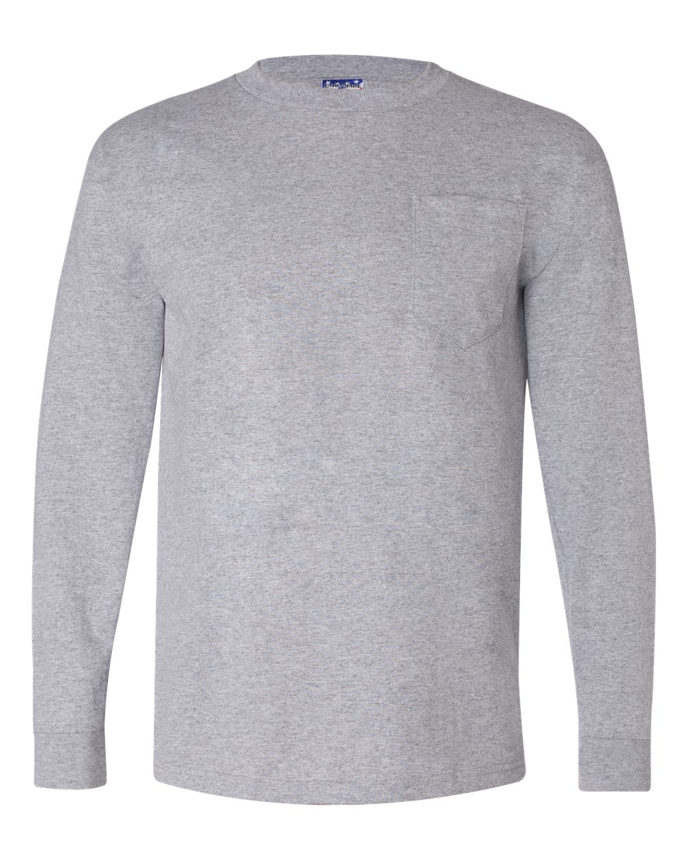 Unisex Union-Made Long Sleeve Pocket T-Shirt - Front - B04979583 - Dark Ash