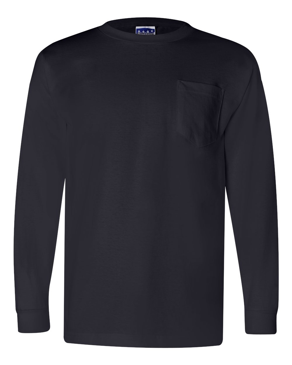 Unisex Union-Made Long Sleeve Pocket T-Shirt - Front - B04979653 - Navy