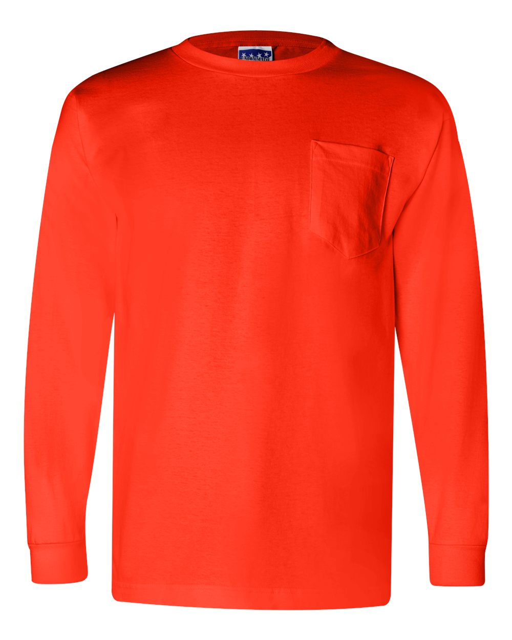 Unisex Union-Made Long Sleeve Pocket T-Shirt - Front - B04979663 - Orange