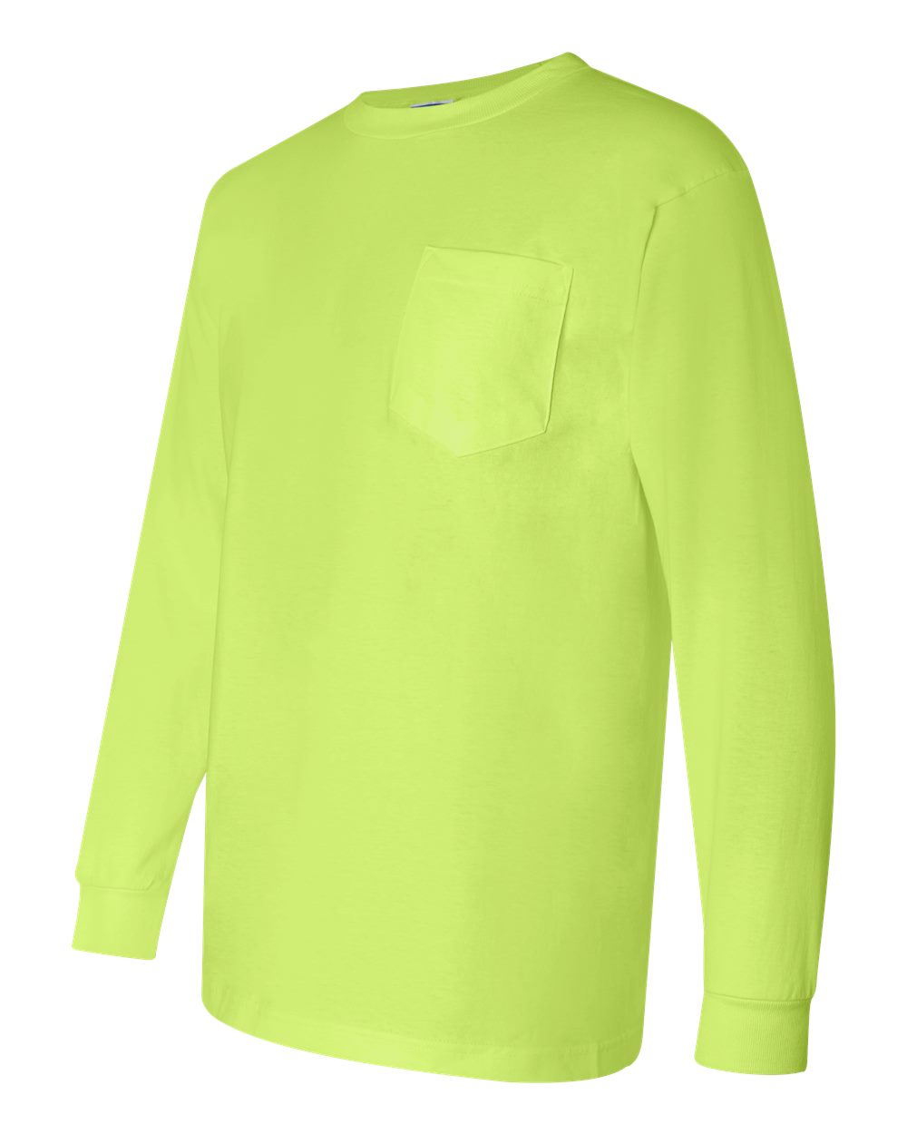 Unisex Union-Made Long Sleeve Pocket T-Shirt - Side - B04979173 - Lime Green