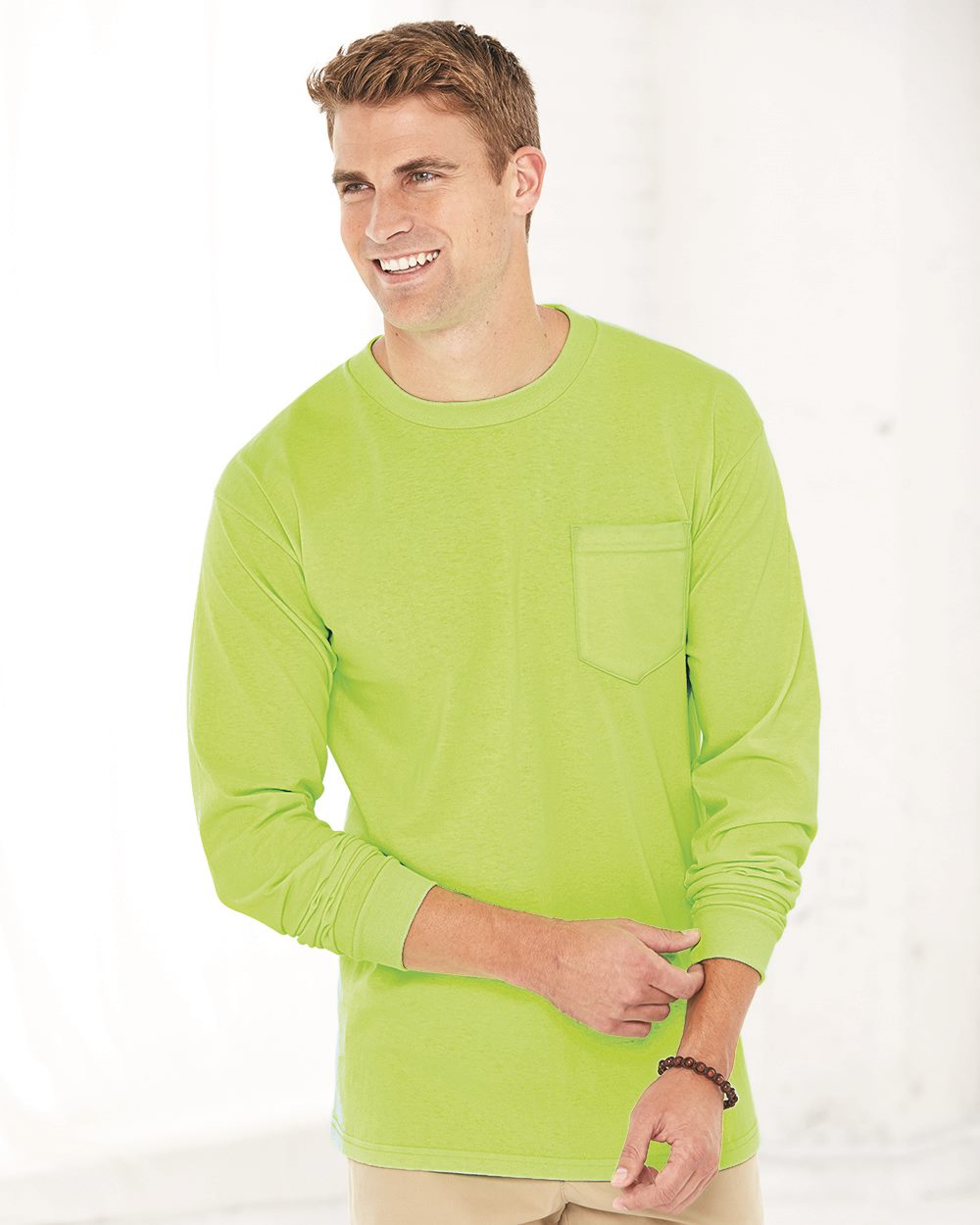Unisex Union-Made Long Sleeve Pocket T-Shirt - styleImage