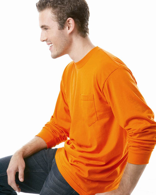Unisex USA-Made 50/50 Long Sleeve Pocket T-Shirt - styleImage