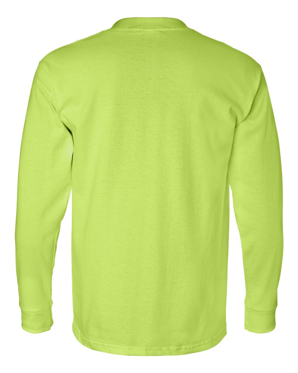 Unisex USA-Made Long Sleeve Pocket T-Shirt - Back - B02179173 - Lime Green