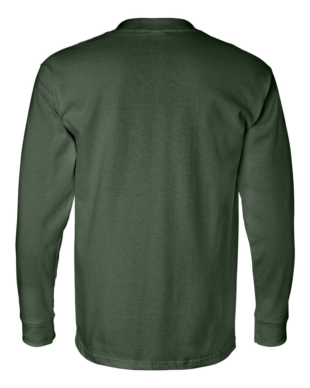 Unisex USA-Made Long Sleeve Pocket T-Shirt - Back - B02179543 - Forest Green