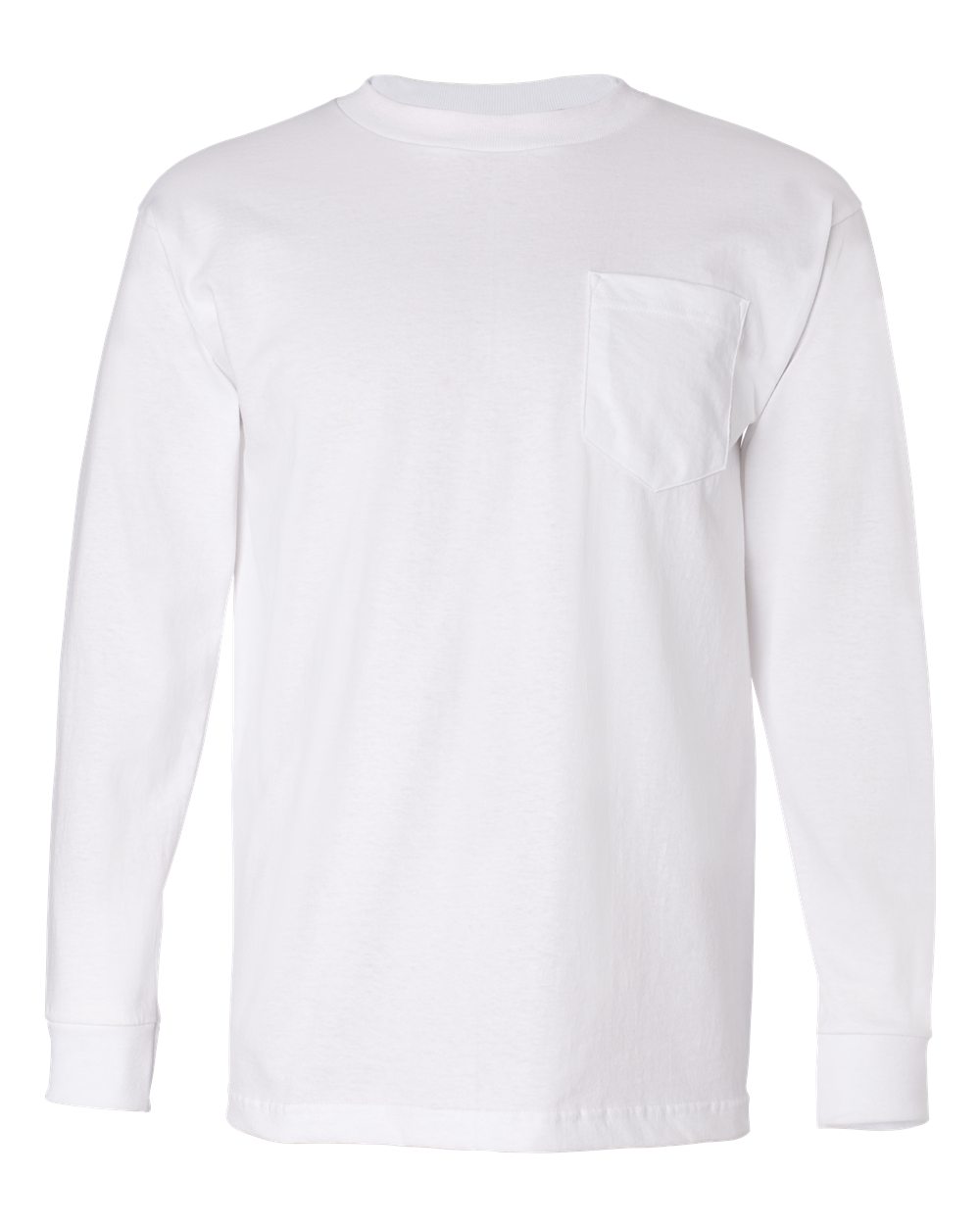 Unisex USA-Made Long Sleeve Pocket T-Shirt - Front - B02179003 - White