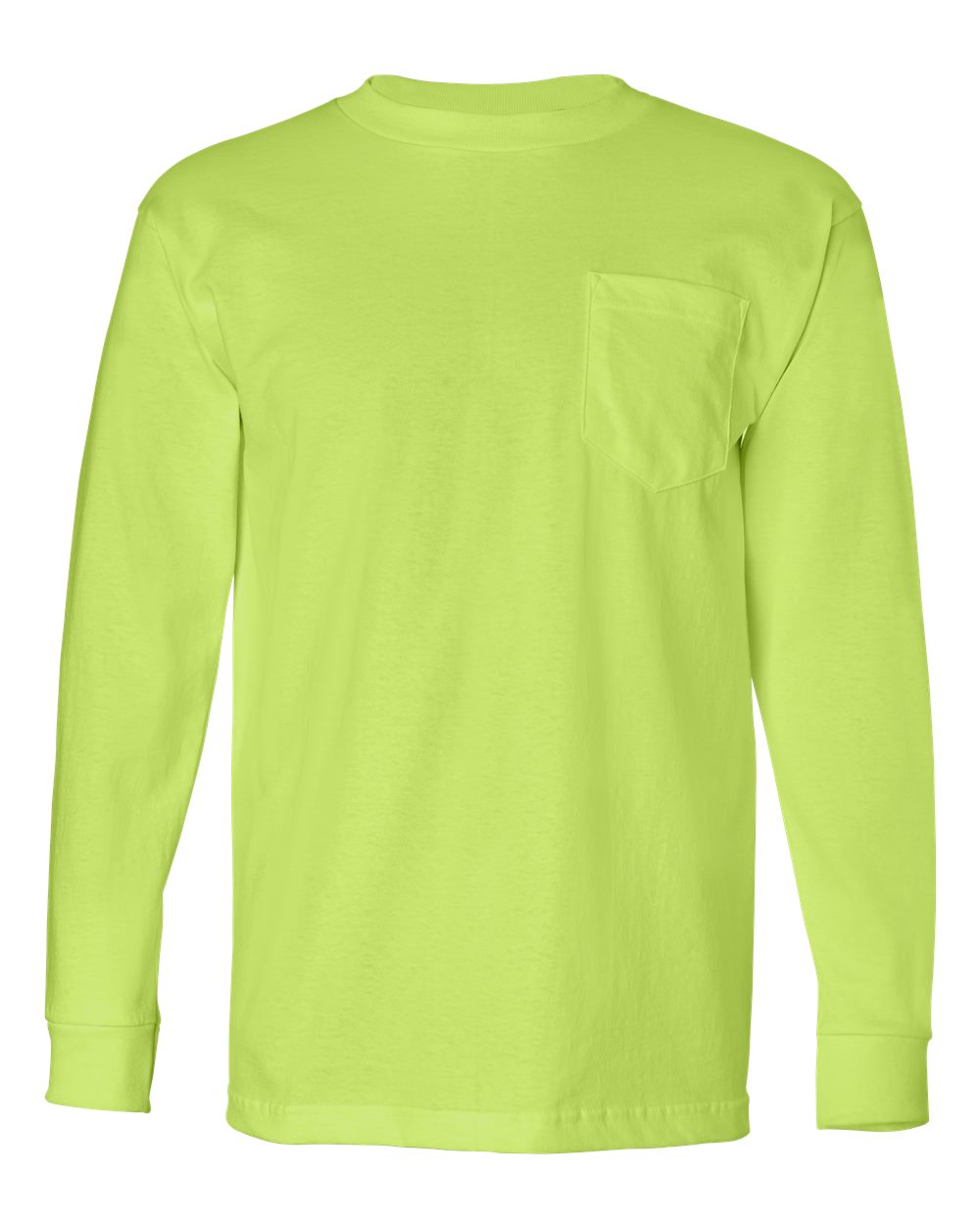 Unisex USA-Made Long Sleeve Pocket T-Shirt - Front - B02179173 - Lime Green