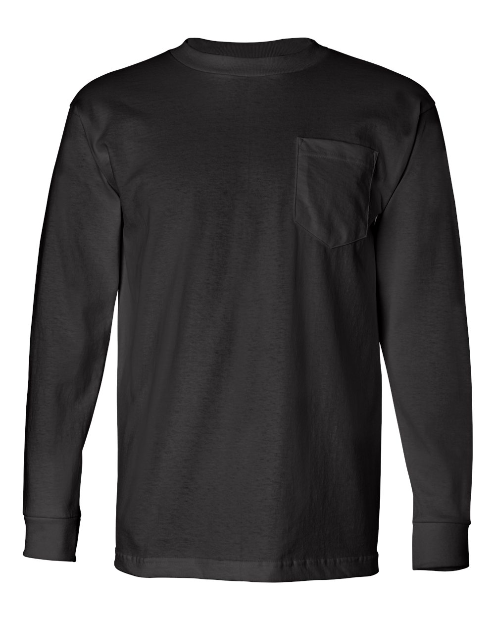 Unisex USA-Made Long Sleeve Pocket T-Shirt - Front - B02179503 - Black